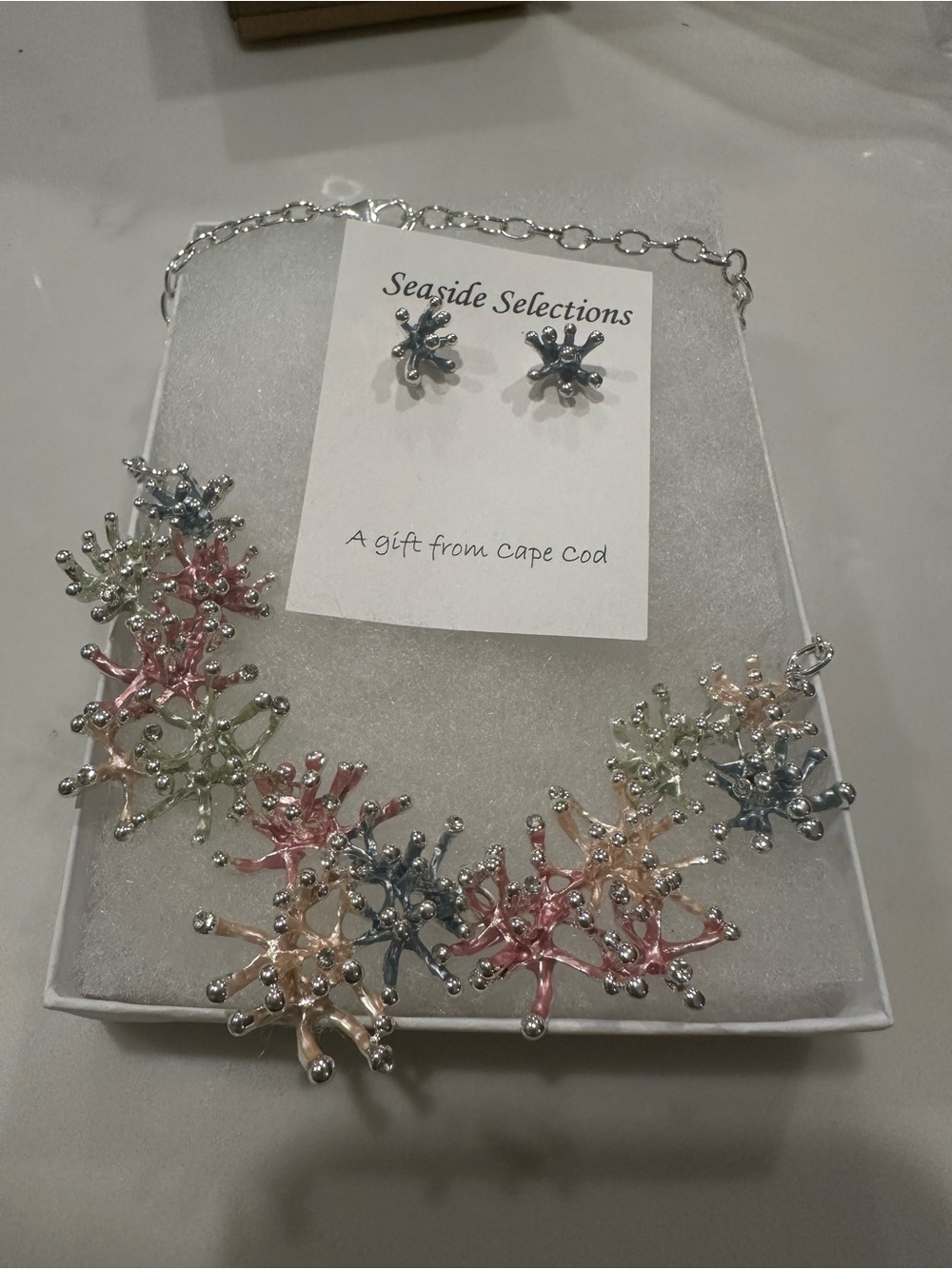 Multicolor Coral Cluster Necklace & Earring Set